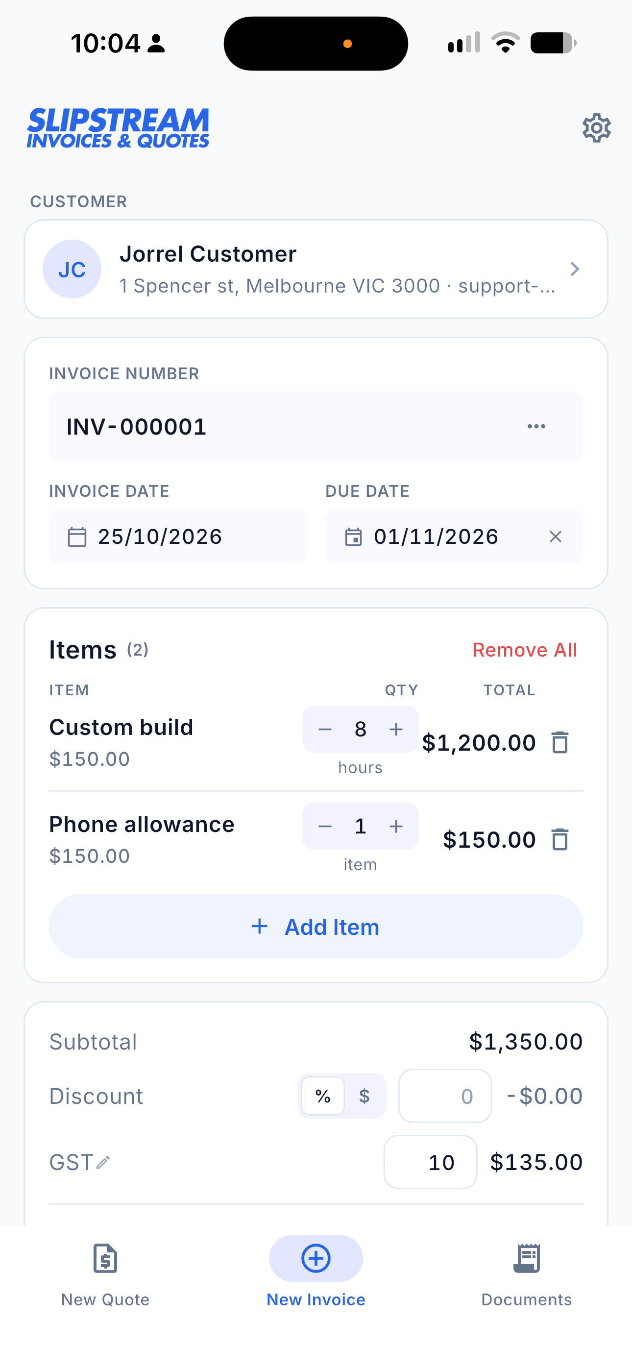 Invoice composer